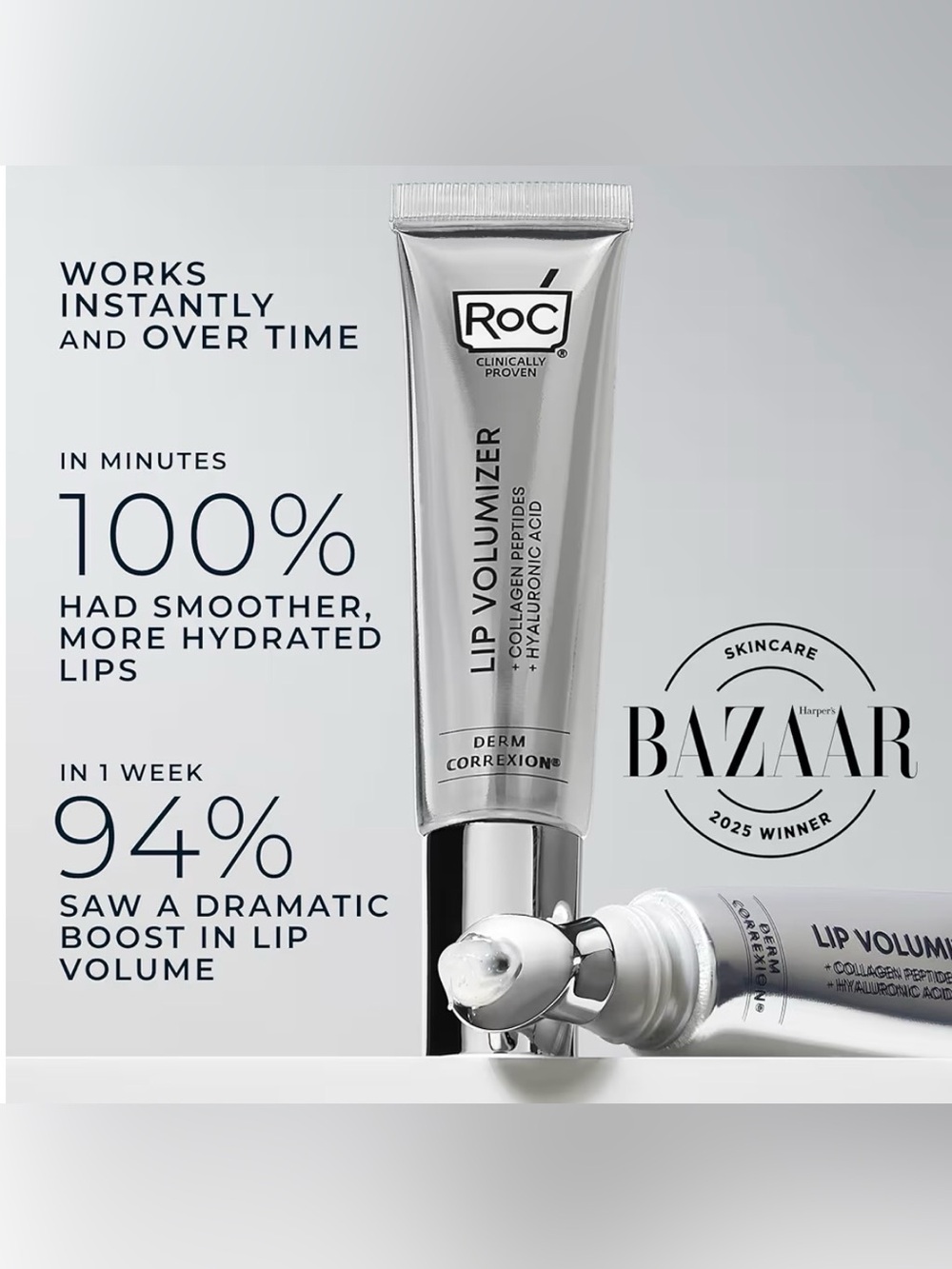 RoC Lip Volumizer Treatment Collagen Peptides + Hyalauronic Acid | NEW - Picture 3 of 7